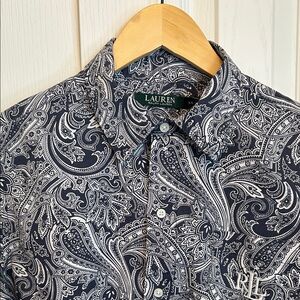 Lauren Ralph Lauren Dark Blue Paisley Blouse
